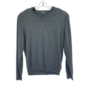Brooks Brothers Saxon Wool V-Neck Sweater Men's Sz Large Grey (Z29) EUC